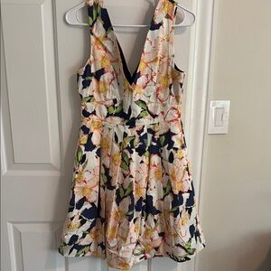 Floral Sleeveless Pleated Dress